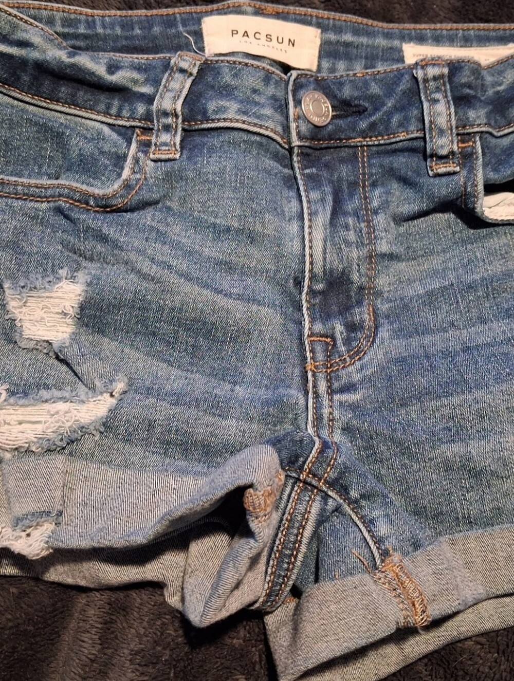 PacSun Light Blue Distressed Cropped Jeans shorts